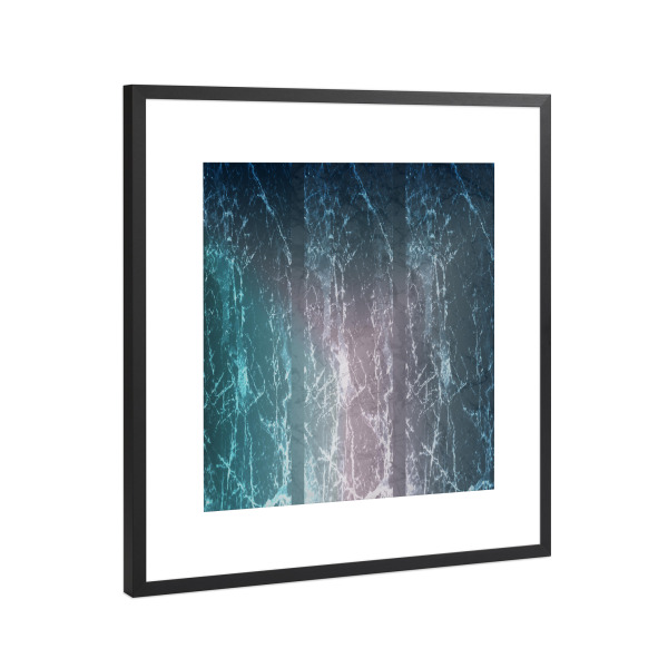 Poster mit Rahmen Schwarz (Metallic) "Italian Carrara Marble Revisited (Blue)" artboxONE - Architektur,Geometrie