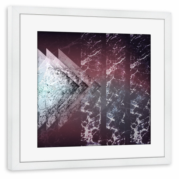 Poster mit Rahmen weiß "Italian Carrara Marble Revisited (Red&lue)" artboxONE - Schwarzweiß,Architektur,Geometrie