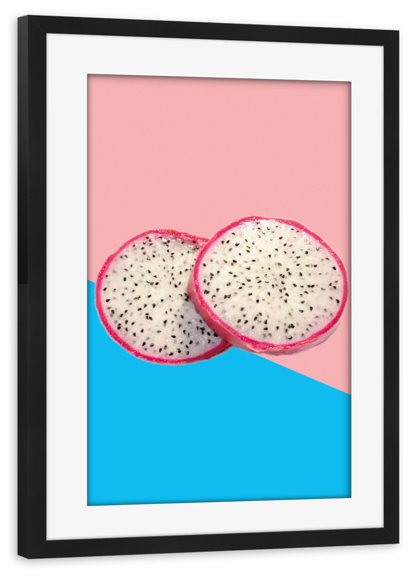 Poster mit Rahmen schwarz "Drachenfrucht" artboxONE - Natur,Essen & Trinken - Drachenfrucht,Frucht,Tropisch,Passionsfrucht,Obst,Fruit,Sommer