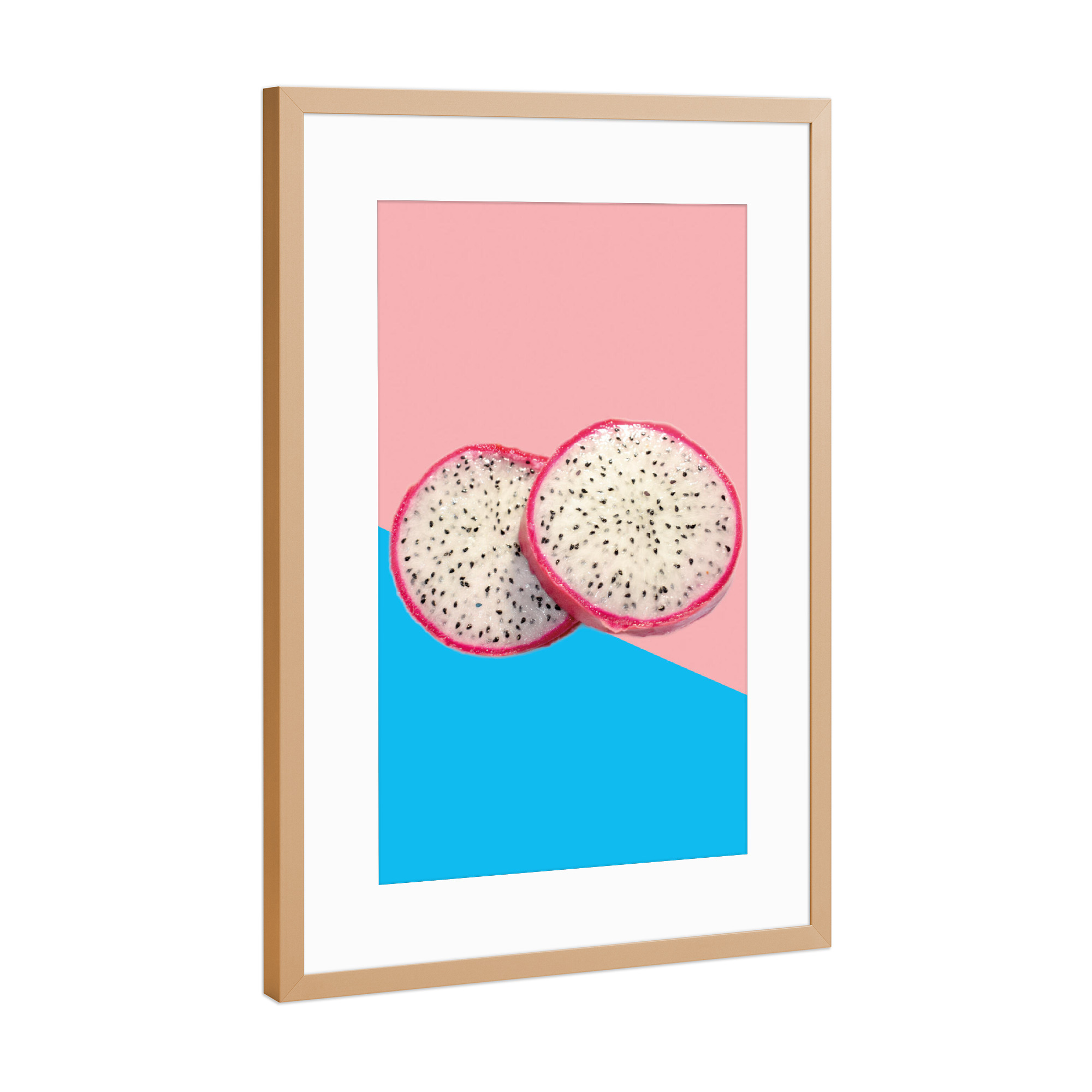 Poster mit Rahmen Kupfer "Drachenfrucht" artboxONE - Natur,Essen & Trinken - Drachenfrucht,Frucht,Tropisch,Passionsfrucht,Obst,Fruit,Sommer
