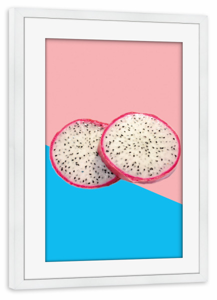Poster mit Rahmen weiß "Drachenfrucht" artboxONE - Natur,Essen & Trinken - Drachenfrucht,Frucht,Tropisch,Passionsfrucht,Obst,Fruit,Sommer