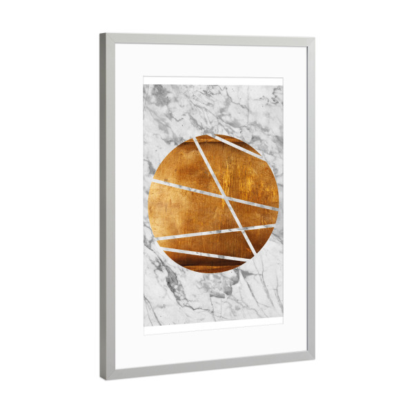 Poster mit Rahmen Silber "Circle 04" artboxONE - Natur,Abstrakt,Geometrie - Kreis,Kupfer,Marmor,Geometrisch,Muster,Abstrakt,Moderne kunst
