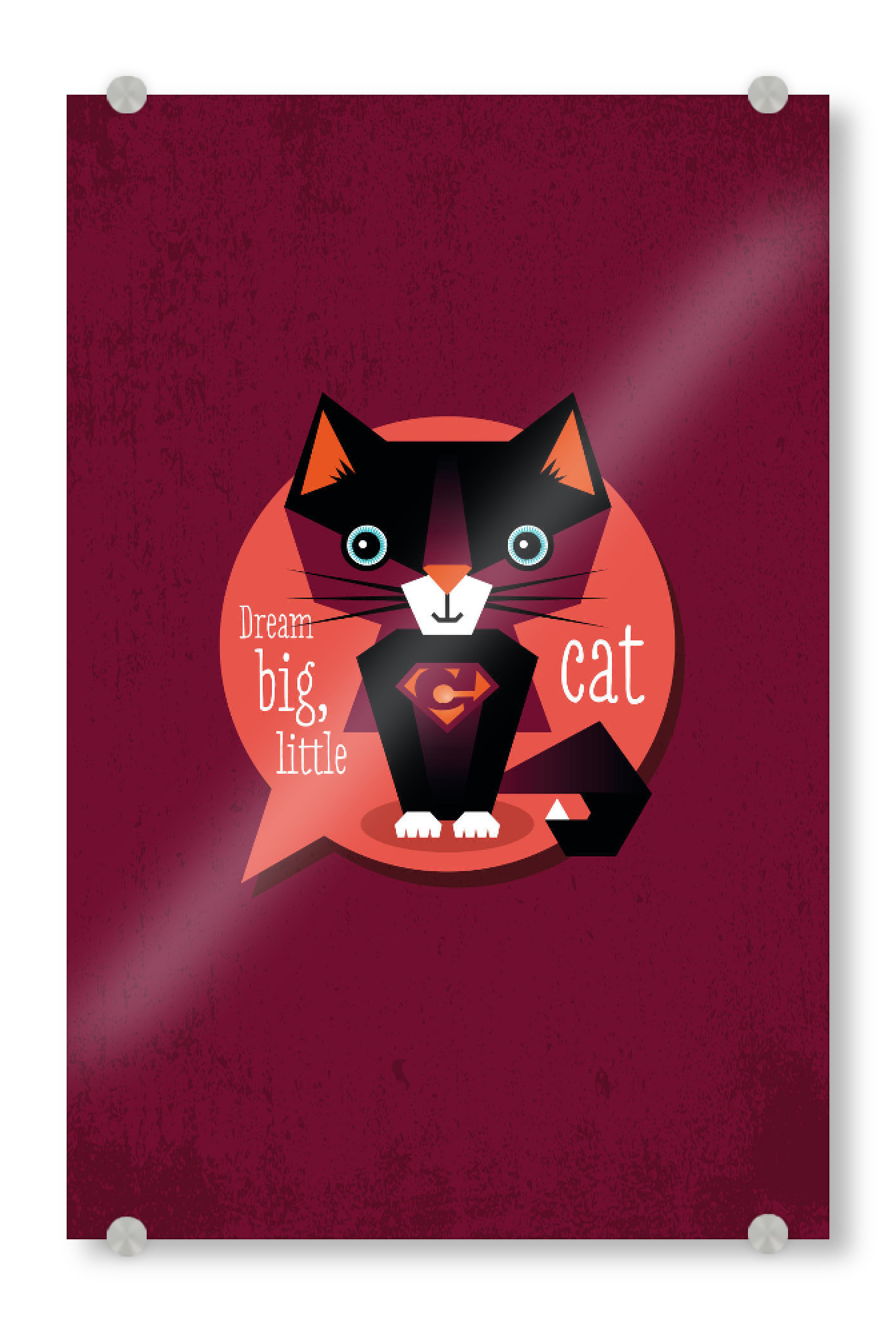 Acrylglasbild "Dream big, little cat" artboxONE - Typografie,Für Kinder,Tiere,Geometrie