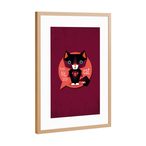 Poster mit Rahmen Kupfer "Dream big, little cat" artboxONE - Typografie,Für Kinder,Tiere,Geometrie