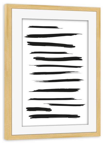Poster mit Rahmen kiefer "Strokes 01" artboxONE - Abstrakt,Schwarzweiß,Geometrie - Striche,Abstakt,Streifen,Strich,Muster,Balken