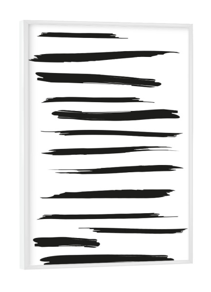 Poster mit weißem Rahmen "Strokes 01" artboxONE - Abstrakt,Schwarzweiß,Geometrie - Striche,Abstakt,Streifen,Strich,Muster,Balken