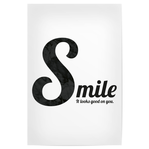 Poster 30x20 cm "Smile" artboxONE - Typografie,Menschen,Schwarzweiß,Liebe,Fashion - Lächle,Es sieht gut aus