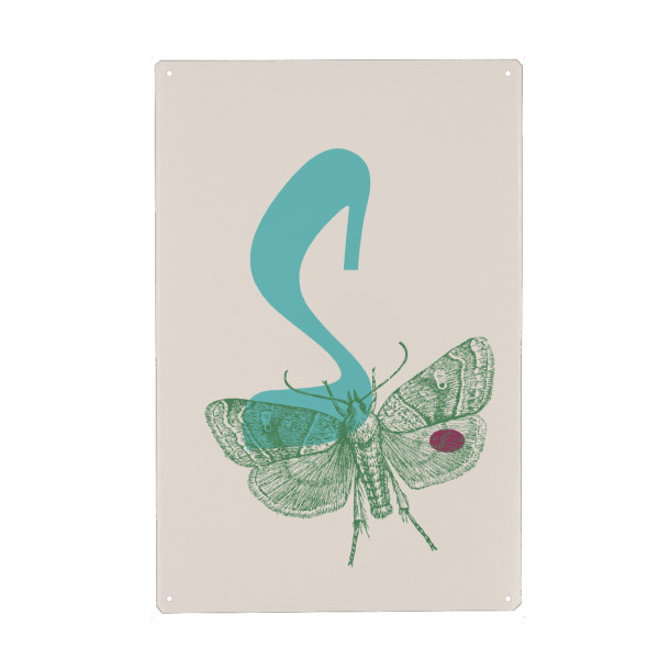 Holzbild "S Schmetterling" artboxONE - Natur,Für Kinder,Tiere,Abstrakt - Schmetterling,Butterfly,Tier,Natur,Insekt,Alphabet,Buchstabe