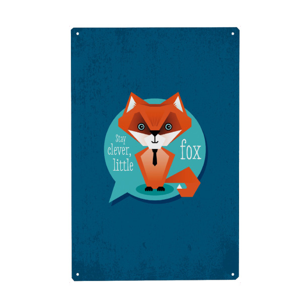 Holzbild "Stay clever, little fox" artboxONE - Typografie,Für Kinder,Tiere,Geometrie