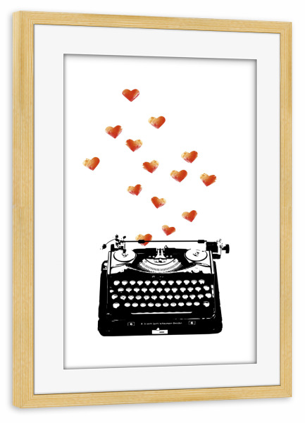 Poster mit Rahmen kiefer "Loveletter" artboxONE - Schwarzweiß,Liebe