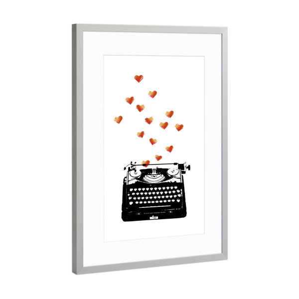 Poster mit Rahmen Silber "Loveletter" artboxONE - Schwarzweiß,Liebe