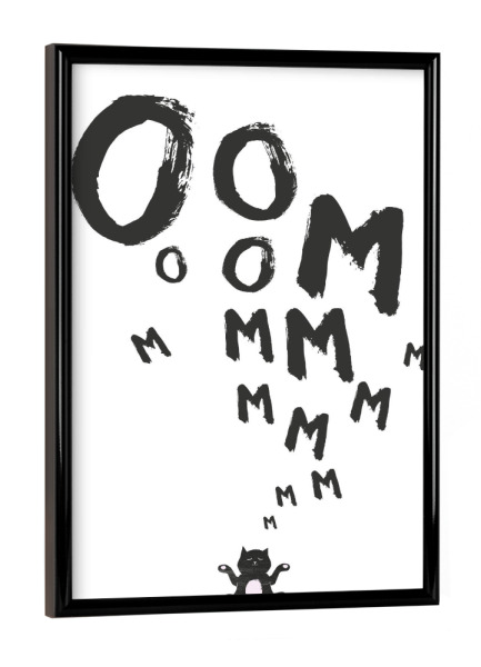 Poster mit schwarzem Rahmen "Om" artboxONE - Typografie,Tiere,Schwarzweiß,Sport