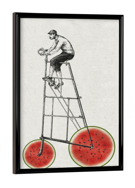 Poster mit schwarzem Rahmen "Melonenradler" artboxONE - Menschen,Automobile,Sport / Sommerspiele