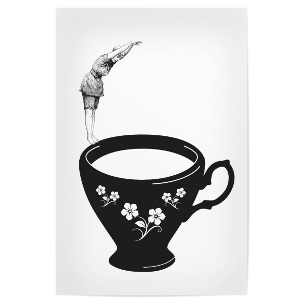 Poster 30x20 cm "Kopfsprung" artboxONE - Essen & Trinken,Comic,Menschen,Schwarzweiß,Sport / Sommerspiele