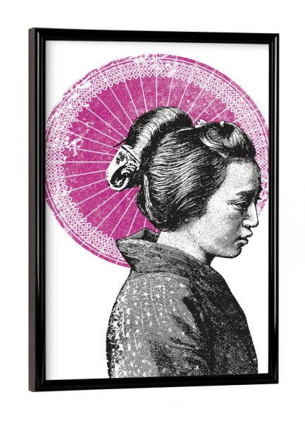 Poster mit schwarzem Rahmen "Geisha" artboxONE - Menschen,Schwarzweiß,Fashion,Reise / Asien