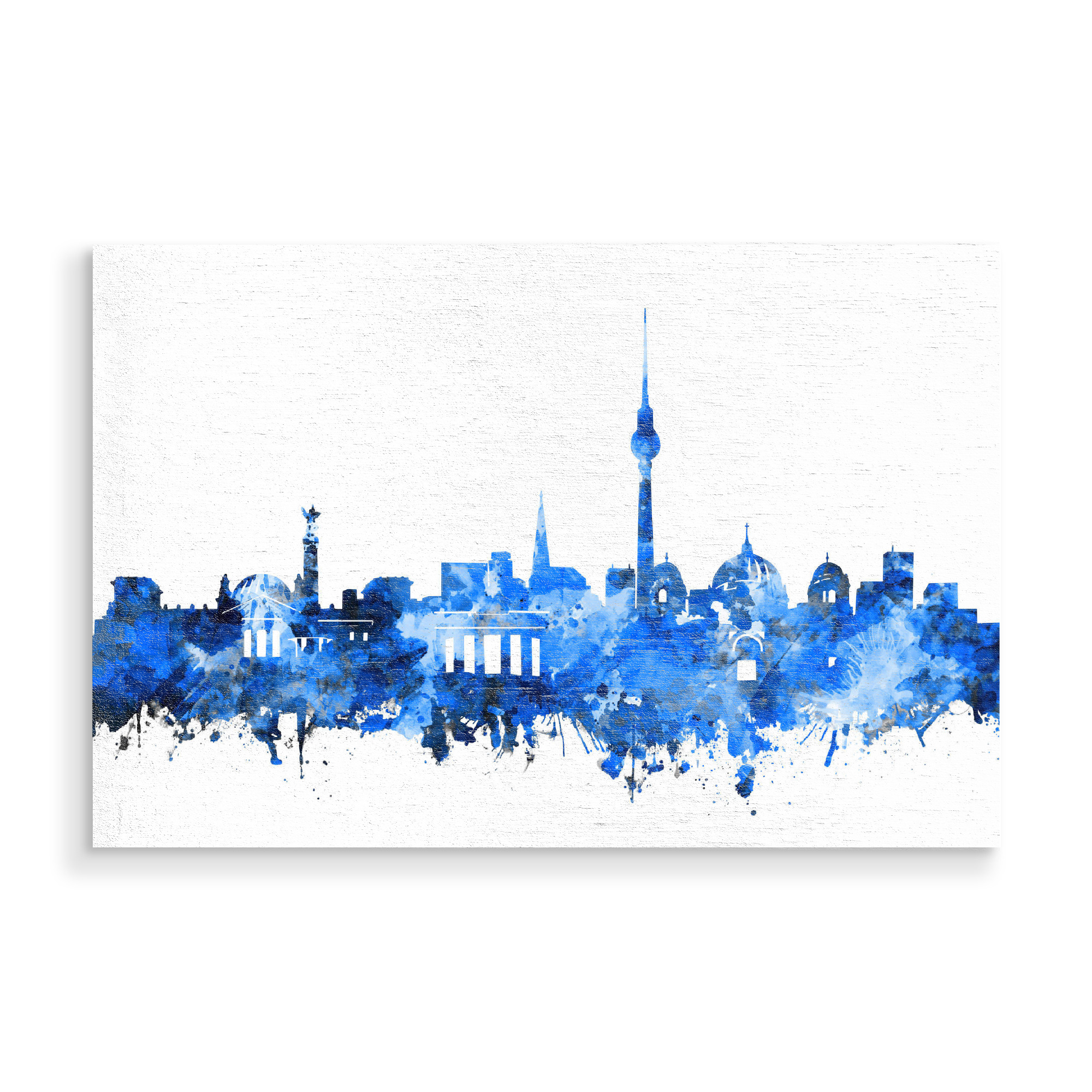 Holzbild "Berlin city skyline blue" artboxONE - Städte,Städte / Berlin,Abstrakt,Architektur