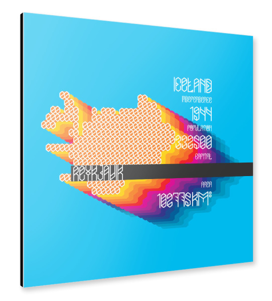 Alu-Dibond "Iceland (infographics)" 30x30 cm artboxONE