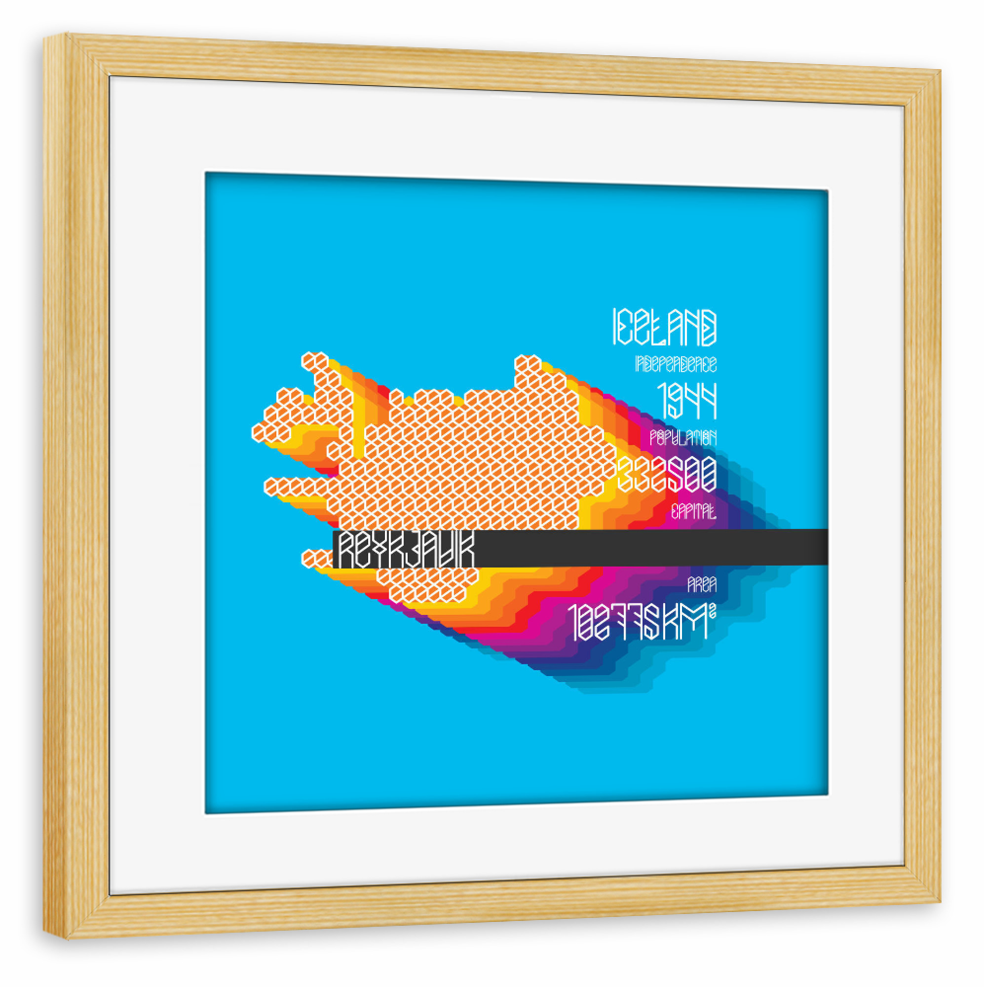 Poster mit Rahmen kiefer "Iceland (infographics)" artboxONE - Städte,Typografie,Reise,Kartografie