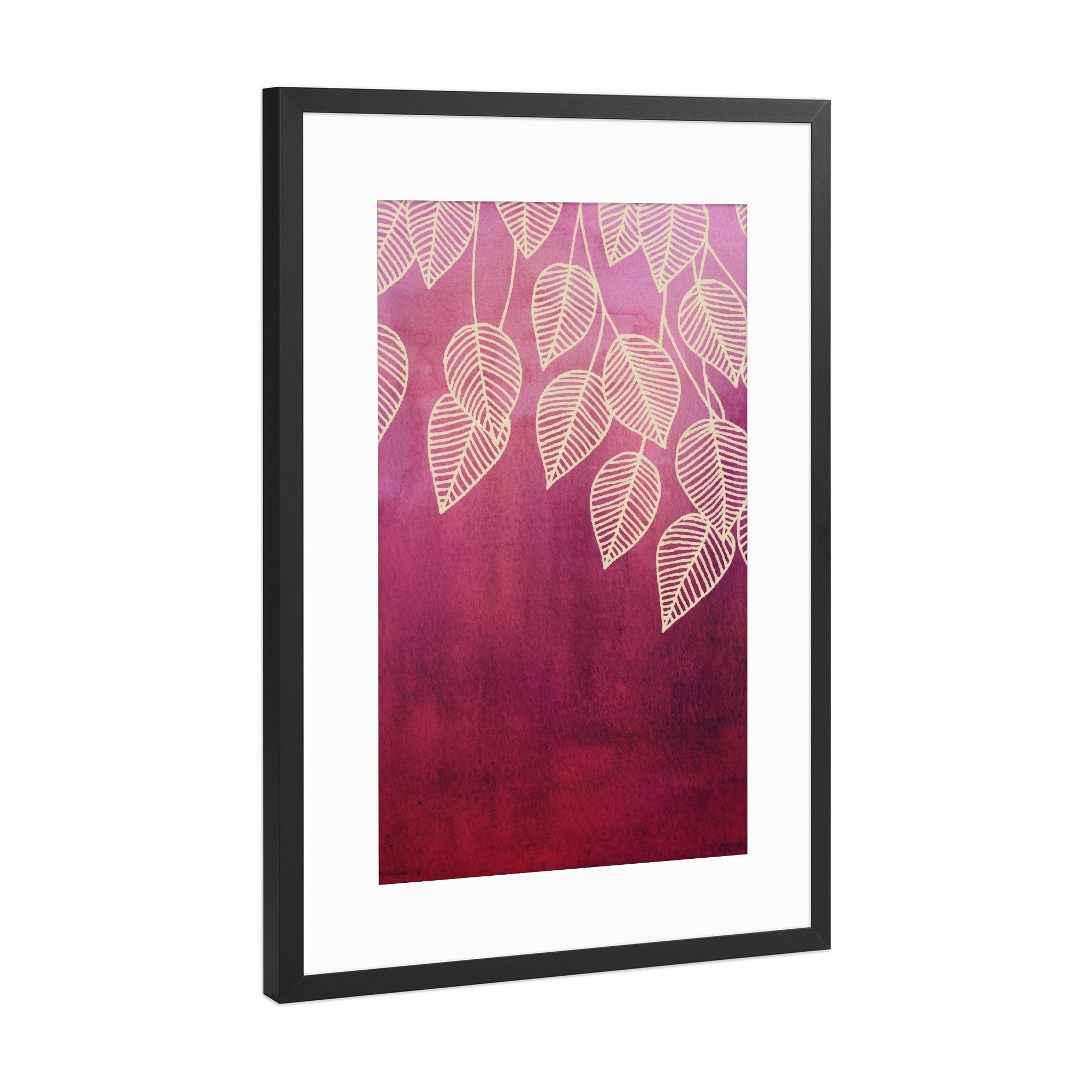 Poster mit Rahmen Schwarz (Metallic) "Magenta Garden" artboxONE - Natur,Floral - Jungle,Jungel,Pflanze,Blätter,Palmen,Dschungel,Magenta