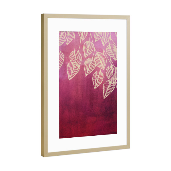 Poster mit Rahmen Gold "Magenta Garden" artboxONE - Natur,Floral - Jungle,Jungel,Pflanze,Blätter,Palmen,Dschungel,Magenta