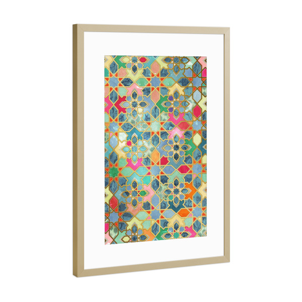 Poster mit Rahmen Gold "Gilt & Glory Moroccan Mosaic" artboxONE - Geometrie