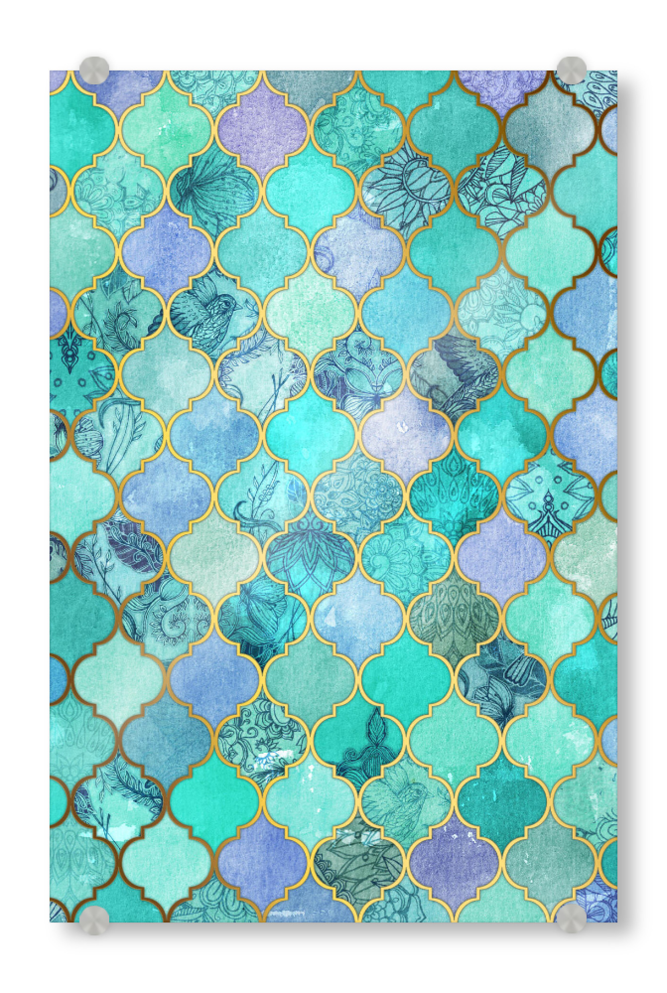 Acrylglasbild "Cool Jade & Icy Mint" artboxONE - Geometrie - Jade,Icy,Mint,Moroccan,Marrakesch,Kachel,Fliese,Tile,Muster,Pattern