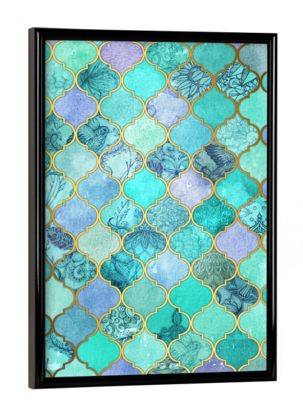 Poster mit schwarzem Rahmen "Cool Jade & Icy Mint" artboxONE - Geometrie - Jade,Icy,Mint,Moroccan,Marrakesch,Kachel,Fliese,Tile,Muster,Pattern