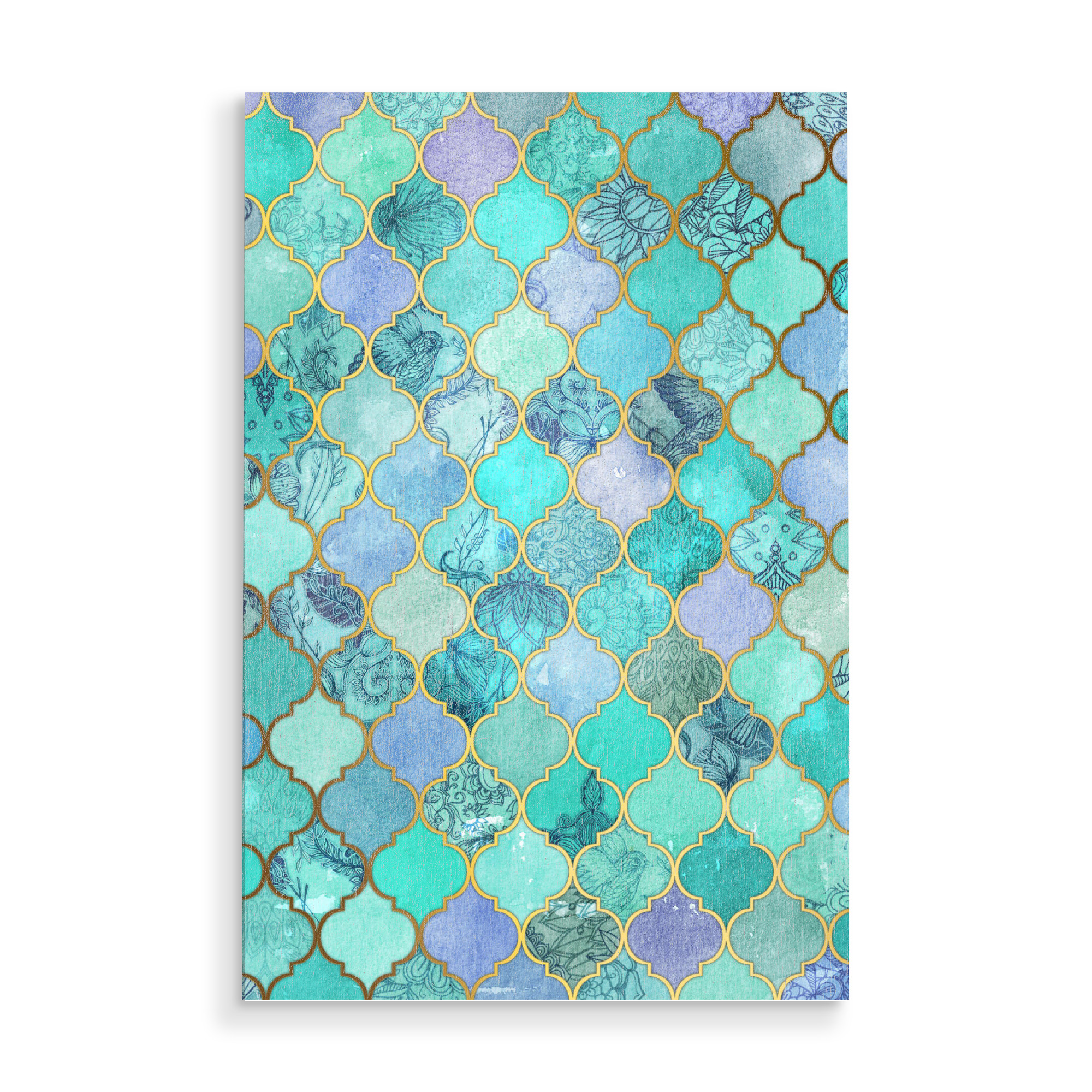 Holzbild "Cool Jade & Icy Mint" artboxONE - Geometrie - Jade,Icy,Mint,Moroccan,Marrakesch,Kachel,Fliese,Tile,Muster,Pattern