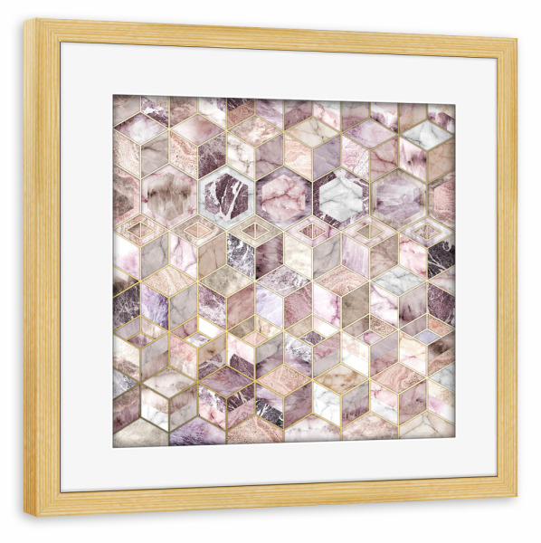 Poster mit Rahmen kiefer "Blush Quartz Honeycomb" artboxONE - Geometrie