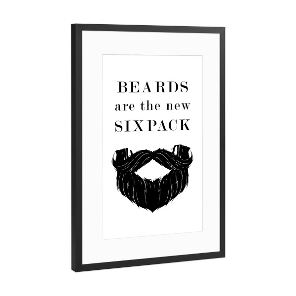Poster mit Rahmen Schwarz (Metallic) "Sixpack" artboxONE - Typografie,Menschen,Schwarzweiß,Für Papa,Männer