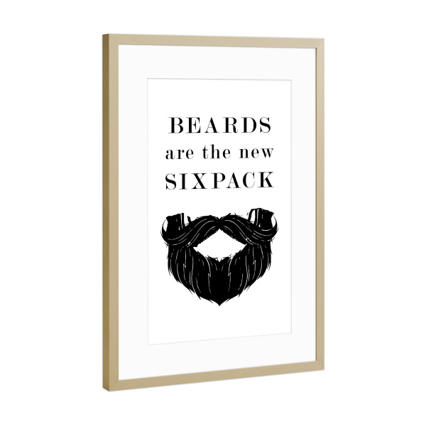 Poster mit Rahmen Gold "Sixpack" artboxONE - Typografie,Menschen,Schwarzweiß,Für Papa,Männer