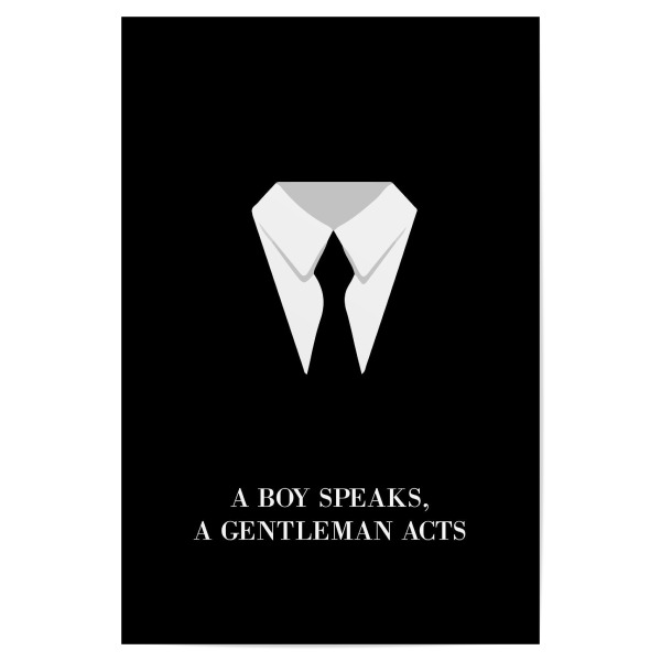Poster "Gentleman" artboxONE - Schwarzweiß,Fashion,Für Papa,Männer - Vatertag,Mann,Bart,Geschenk,Jungs,Kumpels,Echte männer,Stark,Mode,Anzug,Krawatte