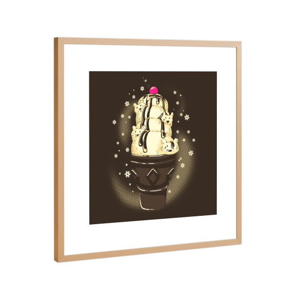 Poster mit Rahmen Kupfer "Ice Cream Bears" artboxONE - Tiere,Essen & Trinken