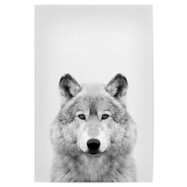Poster 30x20 cm "Wolf Portrait" artboxONE - Für Kinder,Tiere,Schwarzweiß - Wolf,Portrait,Blackwhite,Tier,Schwarzweiß