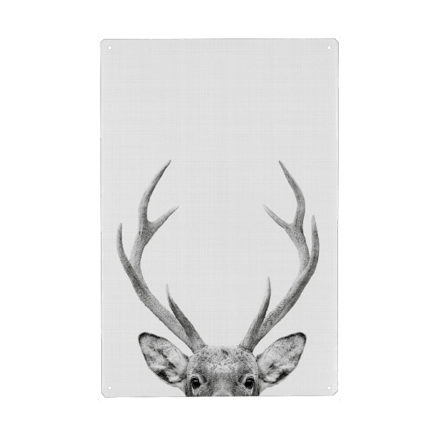 Holzbild "Deer Portrait" artboxONE - Für Kinder,Tiere,Schwarzweiß - Geweih,Hirsch,Reintier,Animal,Tier,Schwarzweiß,Blackandwhite,Portrait