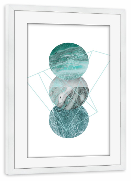 Poster mit Rahmen weiß "Aqua Marble" artboxONE - Abstrakt,Geometrie,Marmor