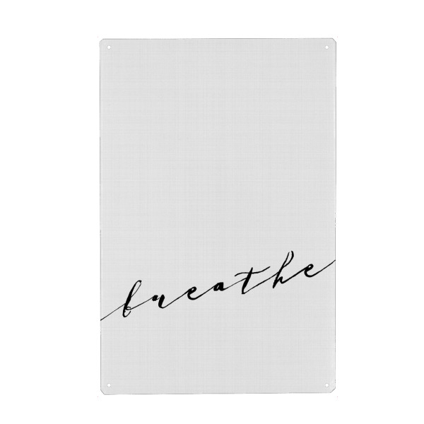 Metall Poster "Breathe" artboxONE - Typografie,Schwarzweiß,Sport / Motivation