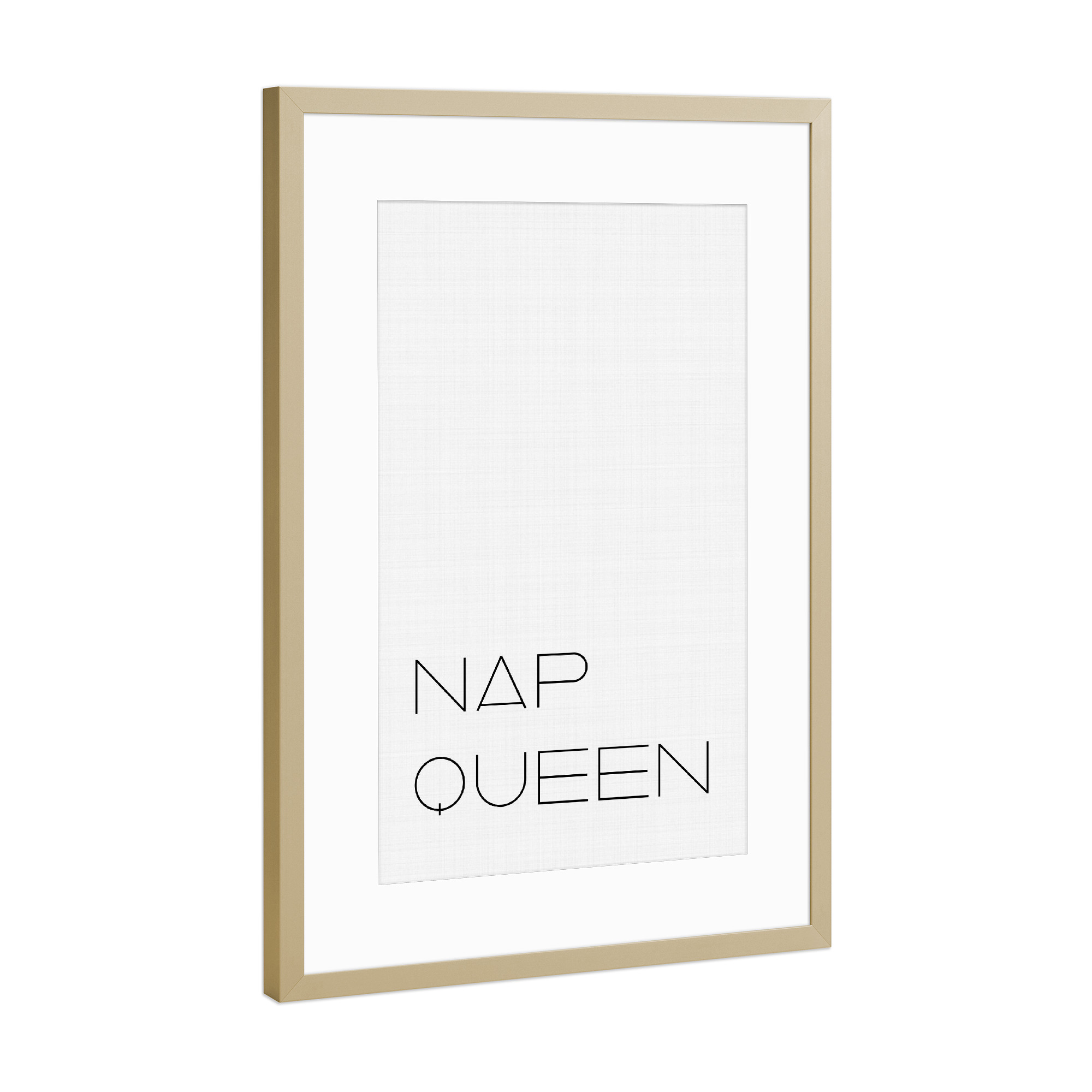 Poster mit Rahmen Gold "Nap Queen" artboxONE - Typografie,Für Kinder,Schwarzweiß,Liebe,Für Mama