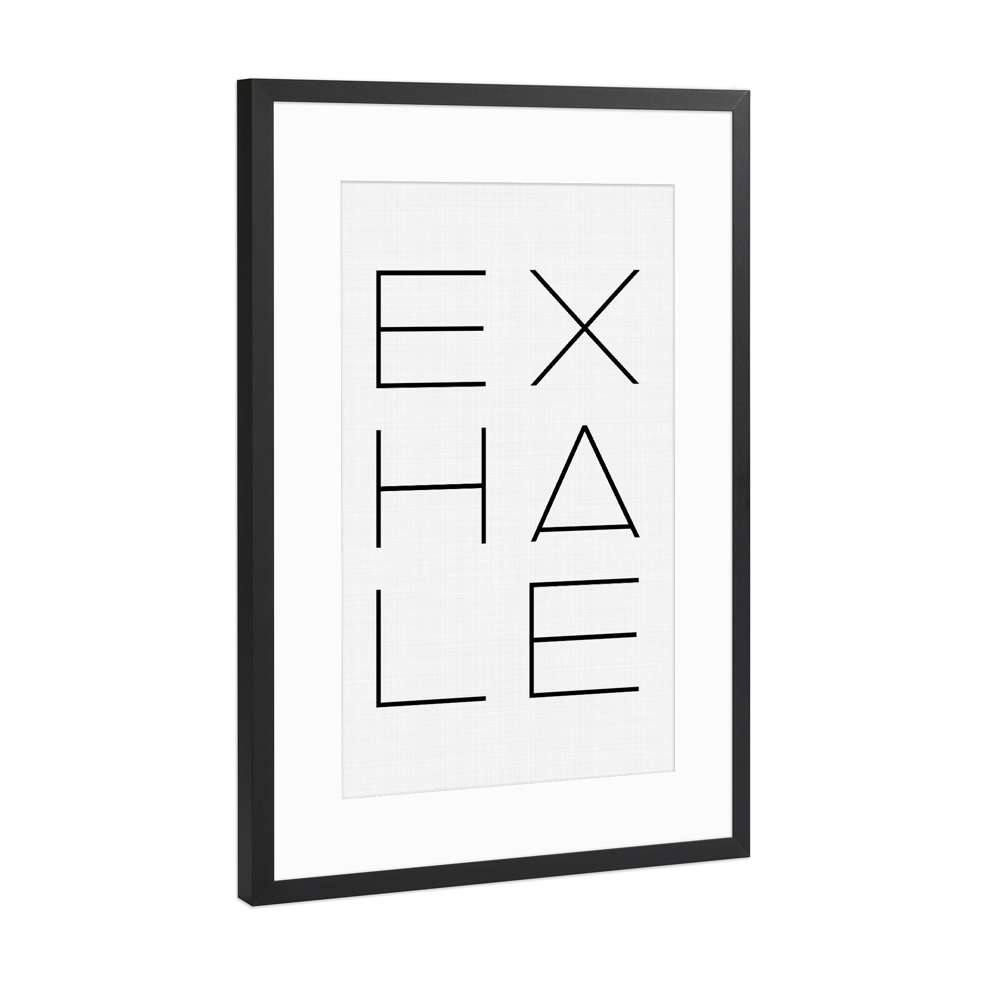Poster mit Rahmen Schwarz (Metallic) "Exhale" artboxONE - Typografie,Schwarzweiß,Sport,Sport / Motivation