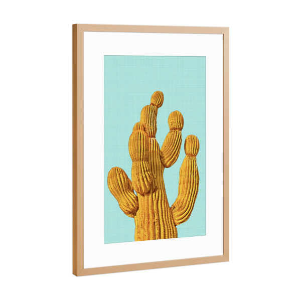 Poster mit Rahmen Kupfer "Yellow Cactus" artboxONE - Natur,Floral,Festivals