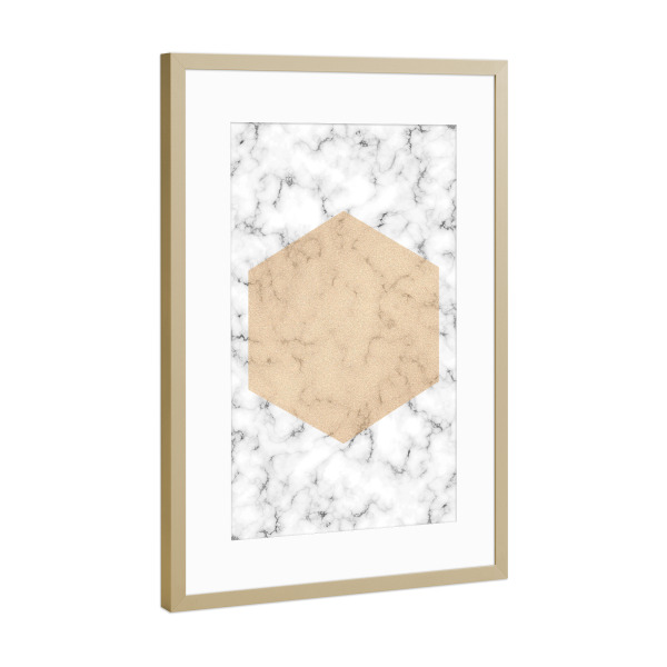 Poster mit Rahmen Gold "Marble Art 2" artboxONE - Abstrakt,Geometrie,Marmor