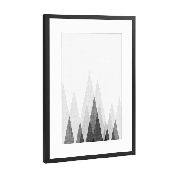 Poster mit Rahmen Schwarz (Metallic) "Triangles III" artboxONE - Abstrakt,Schwarzweiß,Geometrie