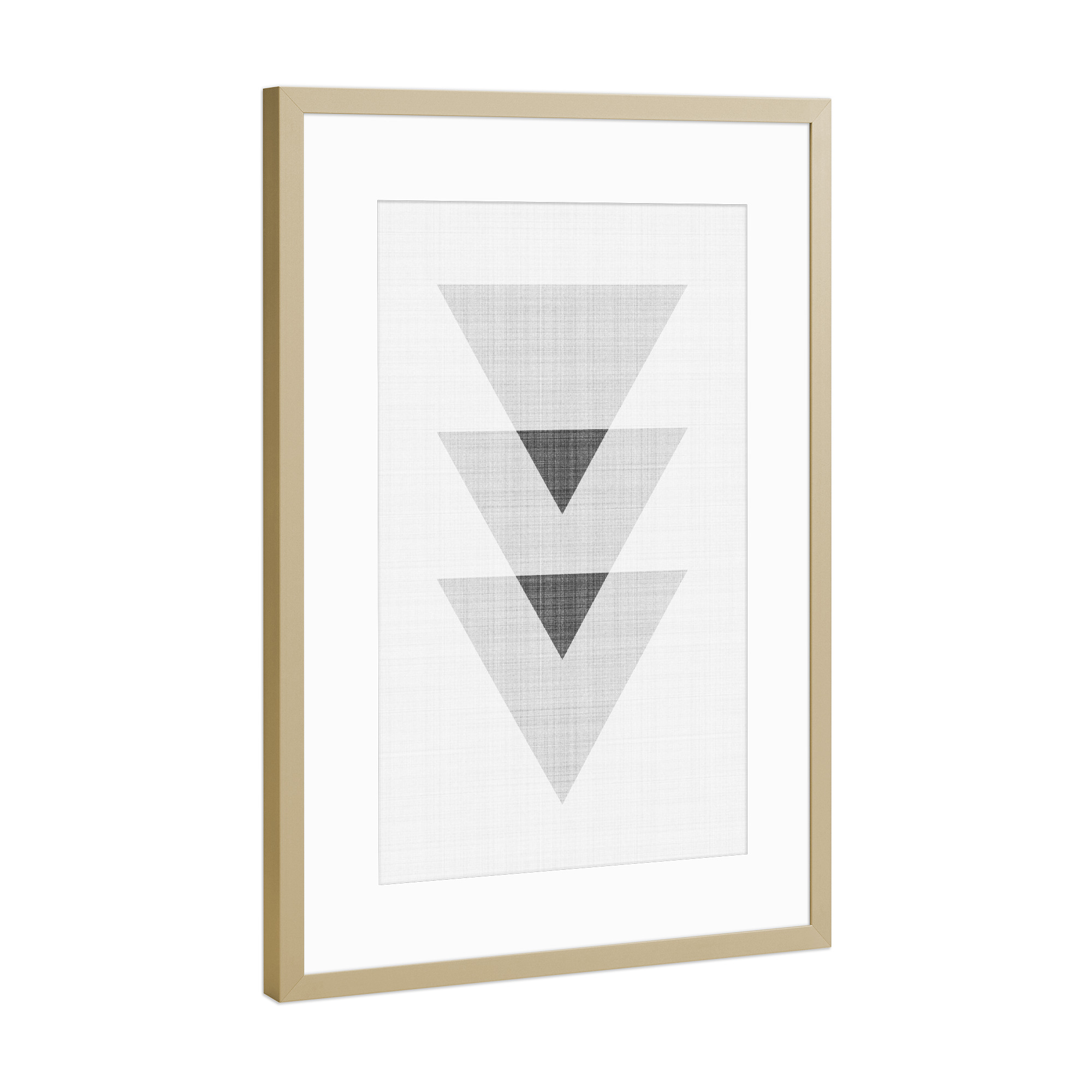 Poster mit Rahmen Gold "Triangles 3" artboxONE - Abstrakt,Schwarzweiß,Geometrie