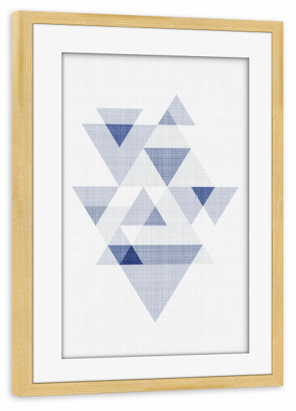 Poster mit Rahmen kiefer "Blue Triangles II" artboxONE - Abstrakt,Geometrie