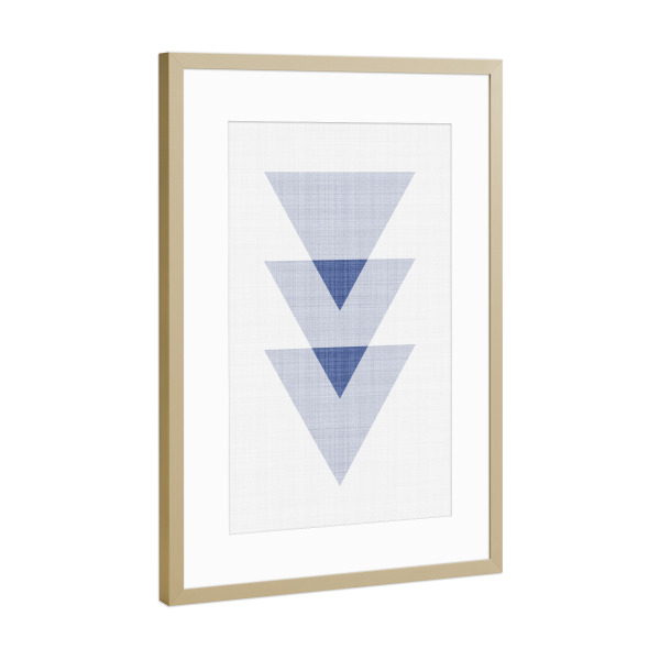Poster mit Rahmen Gold "Blue Triangles" artboxONE - Abstrakt,Geometrie