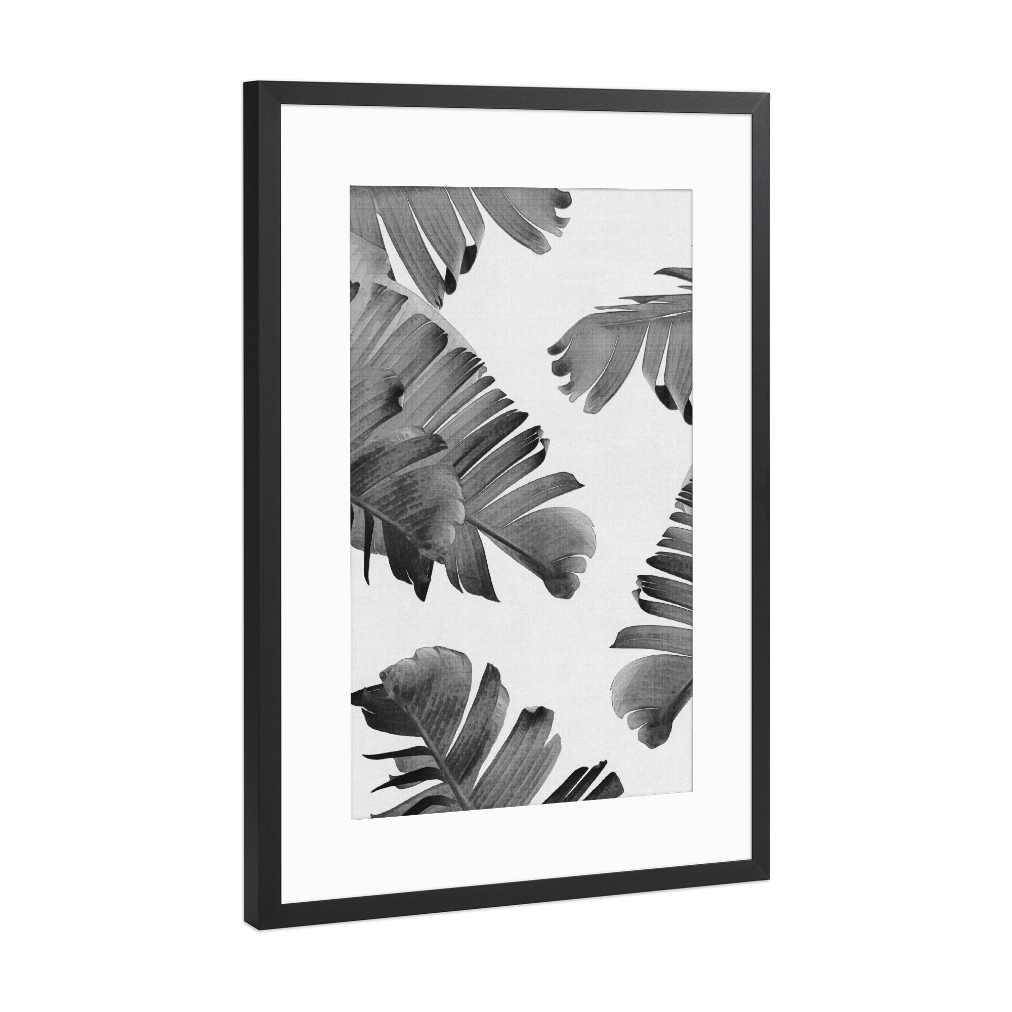 Poster mit Rahmen Schwarz (Metallic) "Monochrome Palm Leaves" artboxONE - Natur,Floral,Schwarzweiß,Für Mama