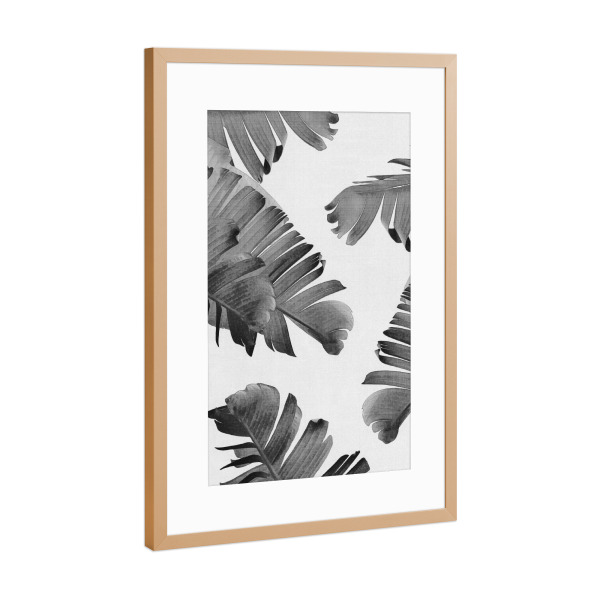 Poster mit Rahmen Kupfer "Monochrome Palm Leaves" artboxONE - Natur,Floral,Schwarzweiß,Für Mama