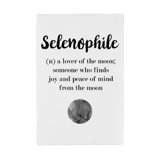 Metall Poster "Selenophile" artboxONE - Typografie,Natur,Schwarzweiß