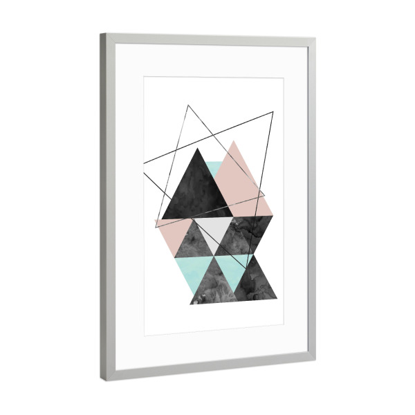 Poster mit Rahmen Silber "Scandinavian Shapes" artboxONE - Geometrie