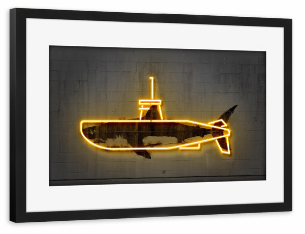 Poster mit Rahmen schwarz "Yellow submarine" artboxONE - Tiere,Streetart